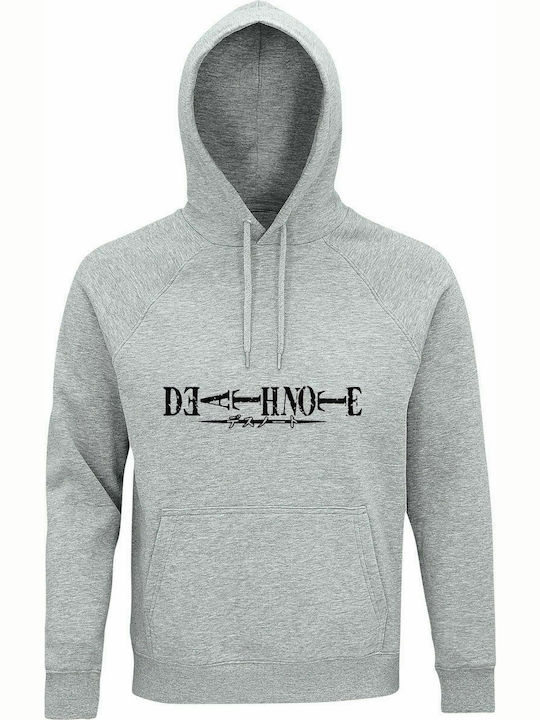 Hoodie Unisex, Organic " Death note Logo, Manga ", Grey Melange