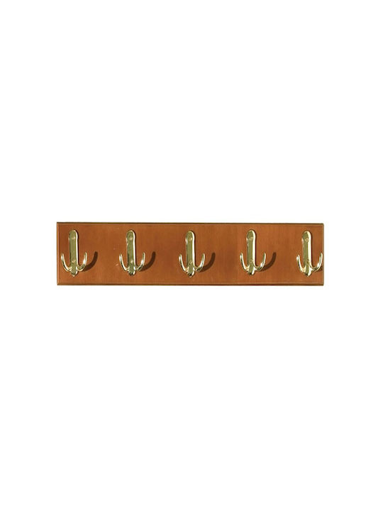 Biotrap Wooden Wall Hanger 10 Hooks Brown 60x9cm