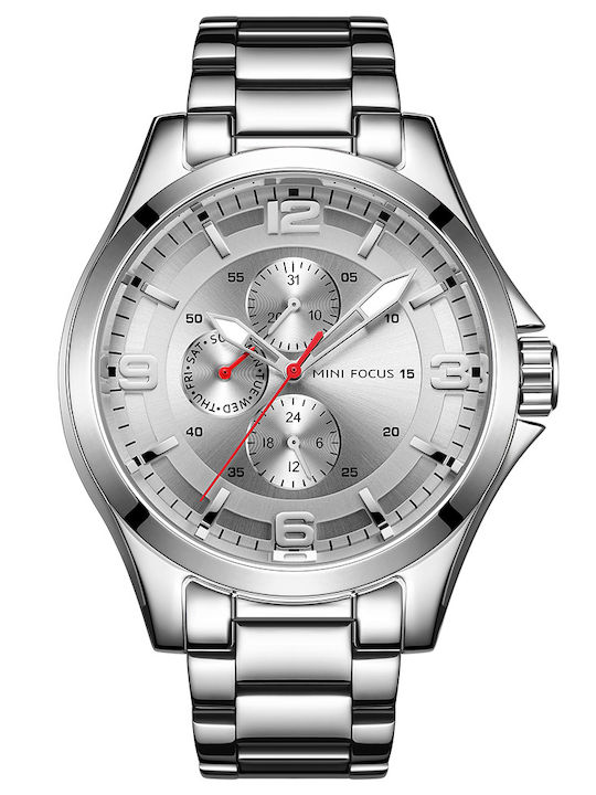 Mini Focus Men's Watch 45mm Chronograph Battery with Silver Metal Bracelet