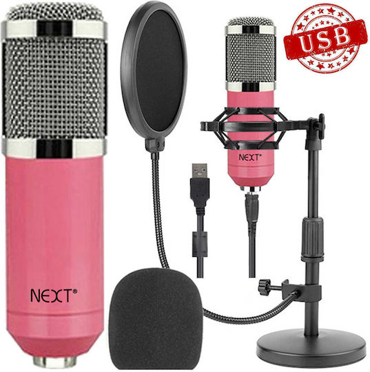Next GS-800 Set Kondensatormikrofon USB Desktop, stoßmontiert für Gesang in Pink Farbe