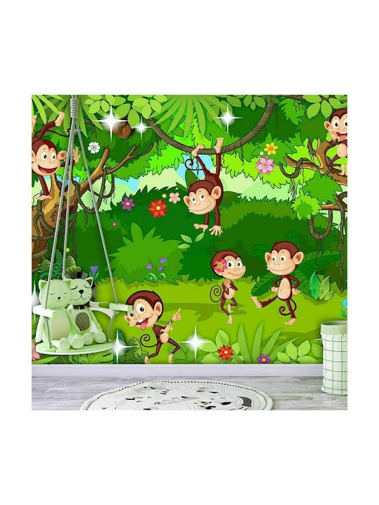 Polihome Peel & Stick Kids Wallpaper Monkey Tricks L196xH140cm