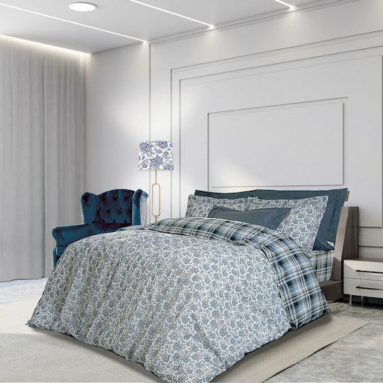 Greenwich Polo Club Duvet Cover Set Cotton Queen with 2 Pillowcases 220x240 2118 White / Beige / Blue