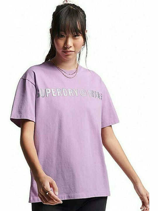Superdry Γυναικείο Oversized T-shirt Λιλά