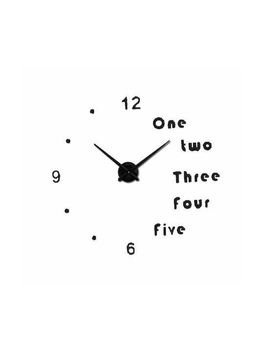 Ρολόι Τοίχου Αυτοκόλλητο DIY Με Αριθμούς, Γράμματα Και Τελείες Πλαστικό Μαύρο 31.5cm