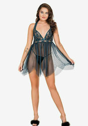 Moongirl 10083 Set Babydoll Sexy Baby Doll Plus Dimensiune Albastru