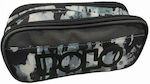 Polo Fabric Pencil Case with 2 Compartments Black