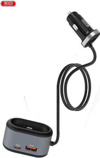XO Φορτιστής Αυτοκινήτου CC29 35W με Θύρες: 1xUSB 1xType-C 2xΑναπτήρα Μαύρος