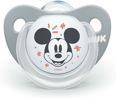 Nuk Orthodontic Pacifier Silicone Mickey Mickey Mouse Grey - White with Case for 6-18 months 1pcs