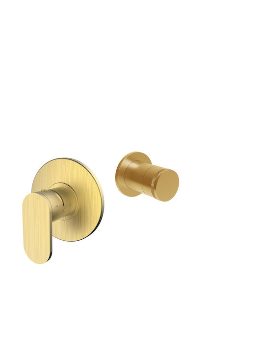 Armando Vicario Slim Built-In Mixer for Shower with 2 Exits Gold Brushed