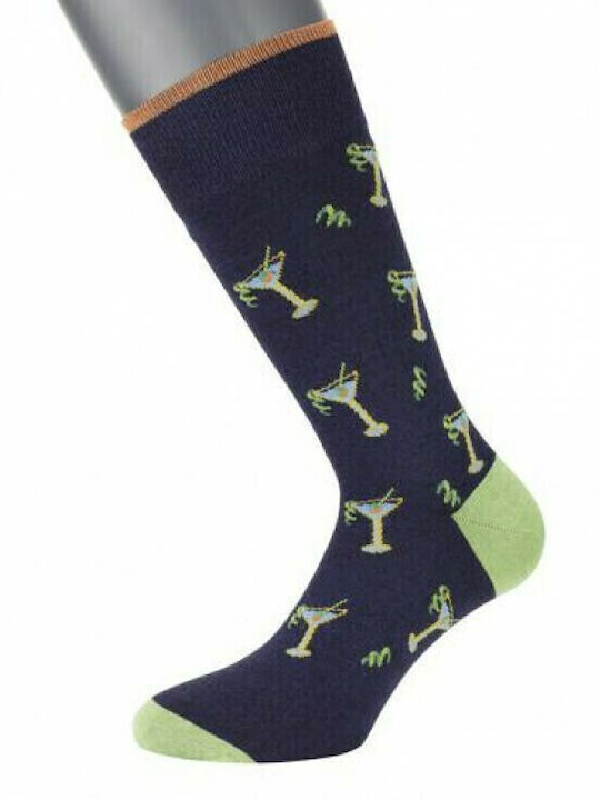 Pournara Herren Gemusterte Socken Blau 1Pack Pournara Herren Gemusterte Socken Blau 1Pack