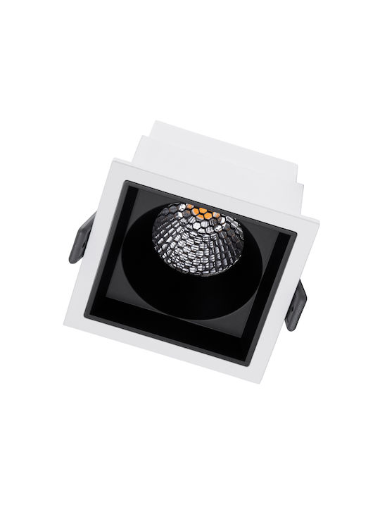 GloboStar Pluto M Square Metallic Recessed Spot with Integrated LED and Warm White Light White 8.4x8.4cm.