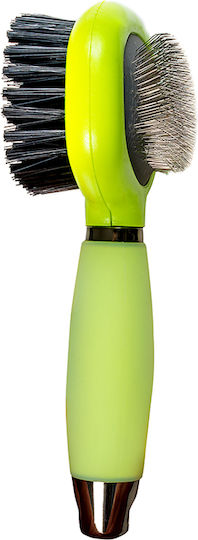 Glee Slicker Brush Small for Misc Hair Lengths Double Sided for Coat Cleaning Green