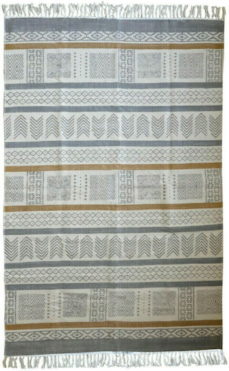 InTheBox Teccati Teppich Rechteckig Synthetisch,Polyester/Cotton/Leather mit Fransen Beige