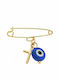 Senza Child Safety Pin made of Gold Plated Silver with Cross for Boy