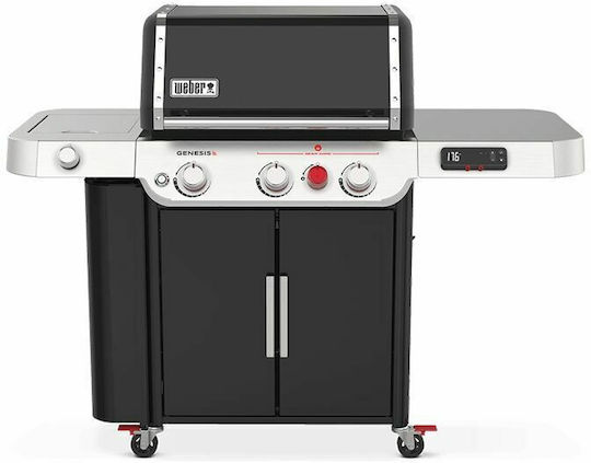 Weber Genesis EX-335 Ψησταριά Υγραερίου Μαντεμένιας Σχάρας 68x48εκ. με 3 Εστίες 11.43kW και Πλαϊνό Μάτι 3.52kW