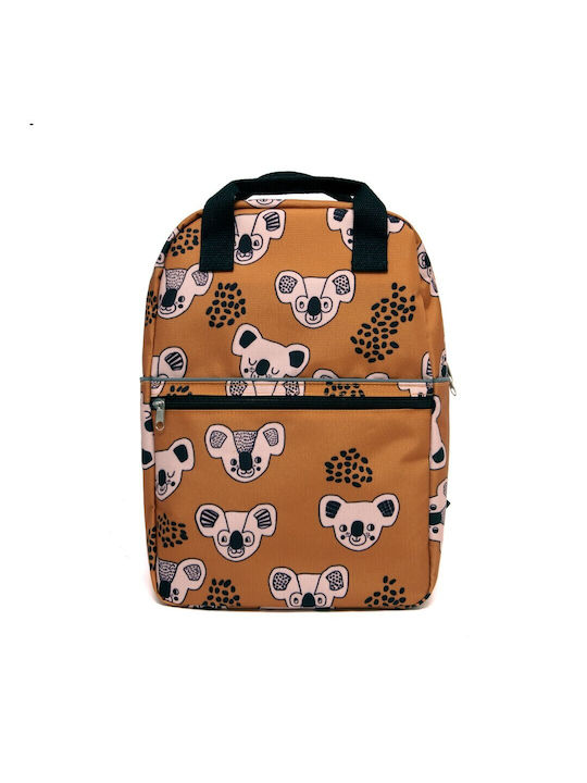 Petit Monkey Koala Large Σχολική Τσάντα Πλάτης Δημοτικού Καφέ με Θήκη για Παγούρι