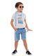 Kinder-Set mit Shorts Sommer 3Stück Weiß