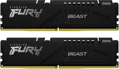 Kingston Fury Beast 16GB DDR5 RAM με 2 Modules (2x8GB) και Ταχύτητα 5600 για Desktop