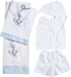 Nuova Vita Baptism Towel Set Άγκυρα Λευκό