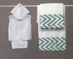 Baptism Towel Set Chevron Λευκό