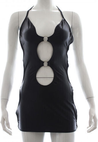 Naughty Toys Wetlook Schlüsselloch-Minikleid Schwarz