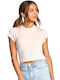 Damen Sommer Crop Top Kurzärmelig Rosa