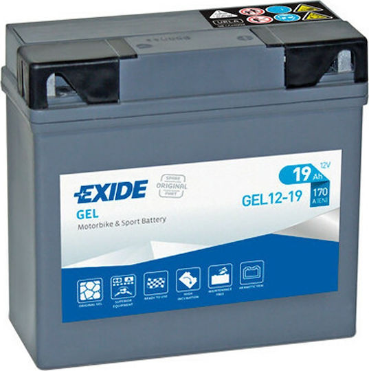 Exide Μπαταρία Μοτοσυκλέτας Gel G19 με Χωρητικότητα 19Ah 12V 170En