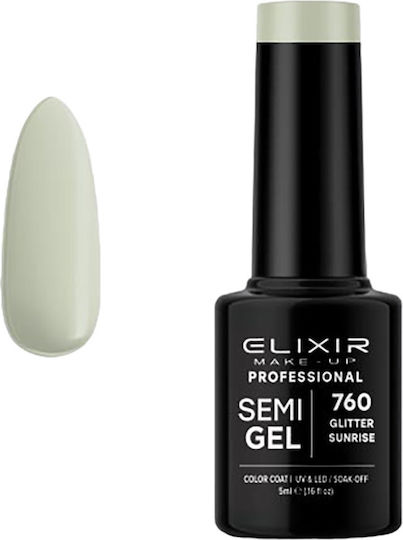 Elixir Semi Gel Ημιμόνιμο Βερνίκι Νυχιών Glitter Sunrise 760 με Glitter 5ml