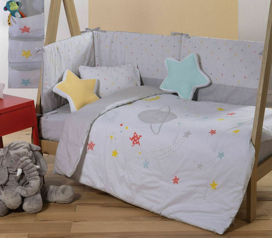 Nef-Nef Homeware Double Sided Cotton Baby Quilt Little Star 110x140cm Gray