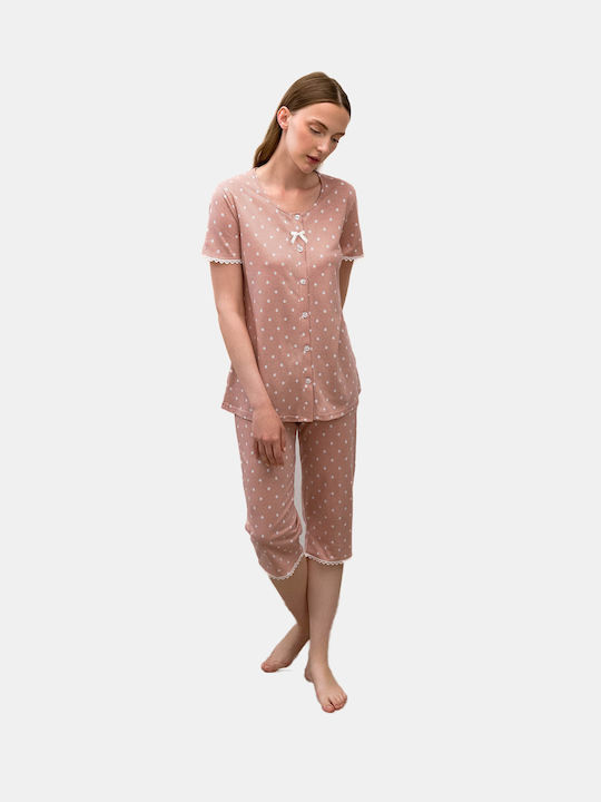 Vamp De vară Set Pijamale pentru Femei De bumbac Roz