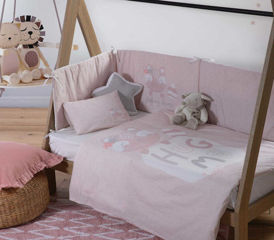 Nef-Nef Homeware Lovely Fox Бебешка кувертюра Двулицево Памук Розов 110x140см