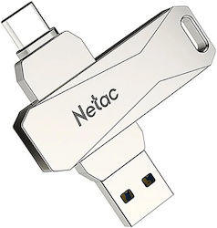 Netac U782C 128GB USB 3.0 Stick cu conexiune USB-A & USB-C Argint