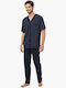 Minerva Men's Summer Cotton Pajamas Set Blue Diamond