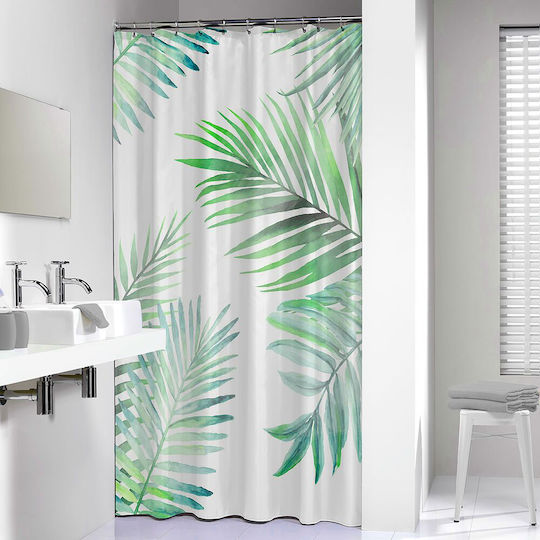 Sealskin Leaves Κουρτίνα Μπάνιου 180x200 cm Πράσινη