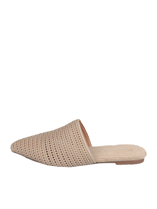 Envie Shoes Flach Mules in Beige Farbe