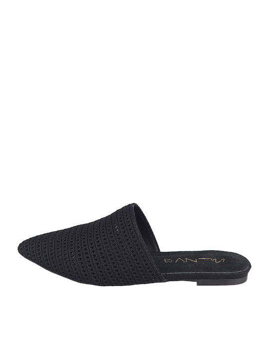 Flach Mules in Schwarz Farbe