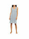 Pink Label Summer Cotton Women's Nightdress Blue