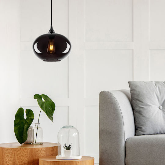 Opviq Smoked Adjustable Pendant Light Black with Socket E27 27x27x120cm