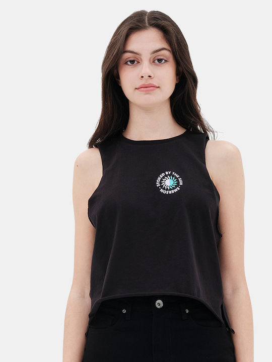 Γυναικείο Αθλητικό Crop Top Αμάνικο Μαύρο