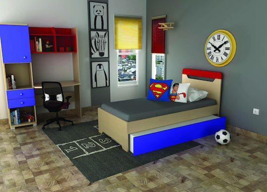 Σετ Παιδικού Δωματίου Muppet Blau Natürlich 4Stück mit Bett für Matratze 90x190cm