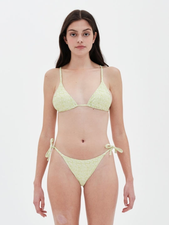 Bikini Set Triangle Top & Slip Bottom with Laces Lime Floral