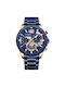 Curren Watch Chronograph Battery with Blue Metal Bracelet