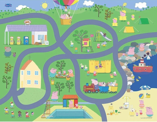 Giochi Preziosi Peppa Χαλάκι Δραστηριοτήτων Αυτοκινητόδρομος Πράσινο 89x120cm