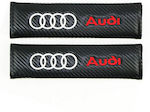 Set of 2pcs Car Seat Belt Pads Black Carbon Audi