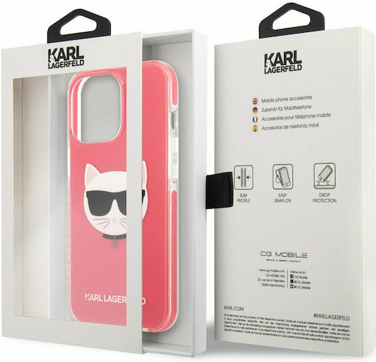 Karl Lagerfeld Choupette Head Back Cover Plastic / Silicone Fuchsia (iPhone 13 Pro Max)
