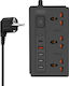 XO XO Πολύπριζο 3 Θέσεων με 4 USB-A, Διακόπτη και Καλώδιο 1.8m Αγγλίας (Type G)
