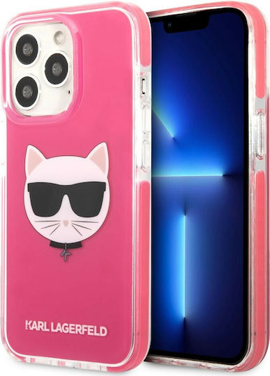 Karl Lagerfeld Choupette Head Back Cover Plastic / Silicon Fuchsia (iPhone 13 Pro)