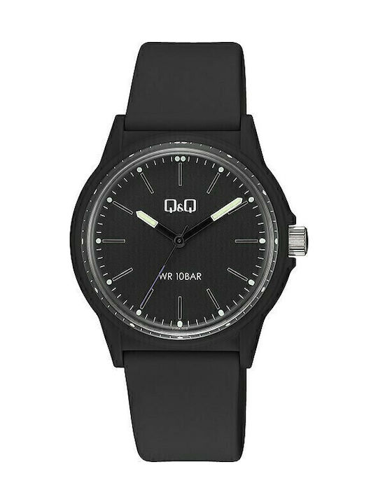 Q&Q Ανδρικό Ρολόι 39mm Μπαταρίας με Μαύρο Καουτσούκ Λουράκι