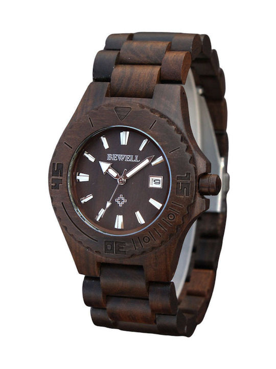 Bewell Eros Women's Watch with Brown Wooden Bra...