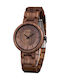 Bewell Gaia Women's Watch with Brown Wooden Bracelet